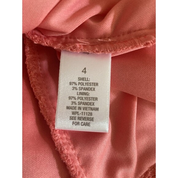 Luxe by Carmen Marc Valvo Lace Tank Fit & Flare Peach Belted Lined Dress 4 - Picture 10 of 11